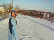 Snowboarder chick liebt Hahn
